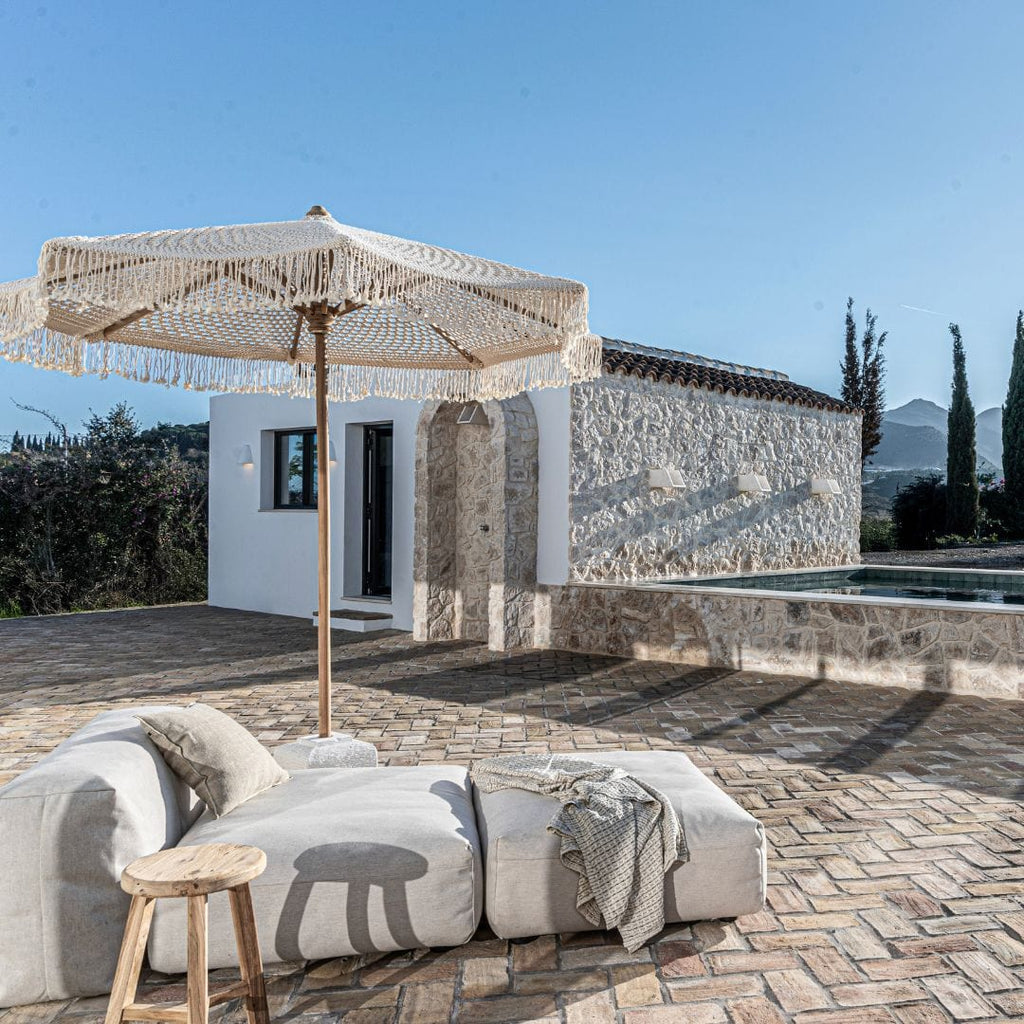 Écharpe Fouta à Lignes Pointillées | Naturel/Noir | 130x200cm