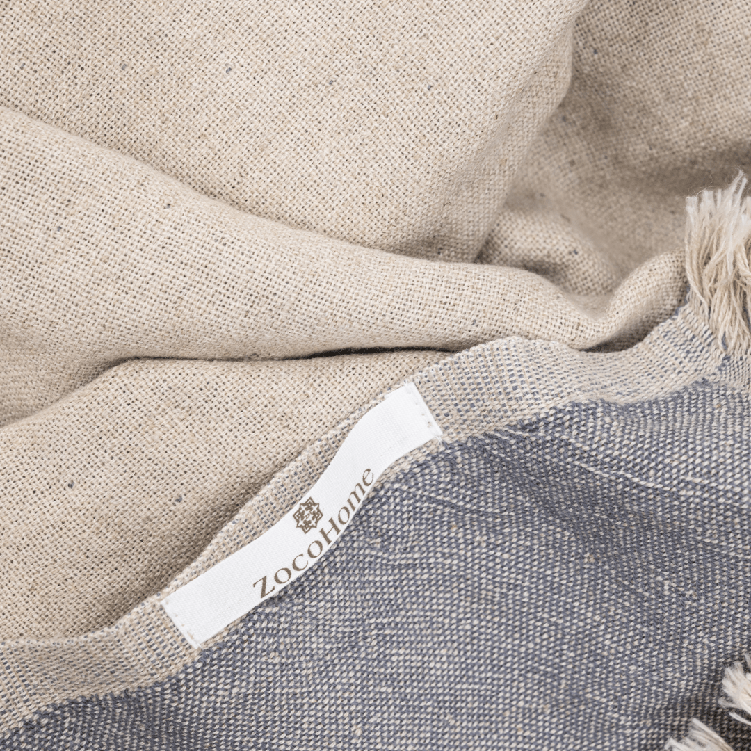 Fouta | Double face | Bleu clair/Gris 135x185cm