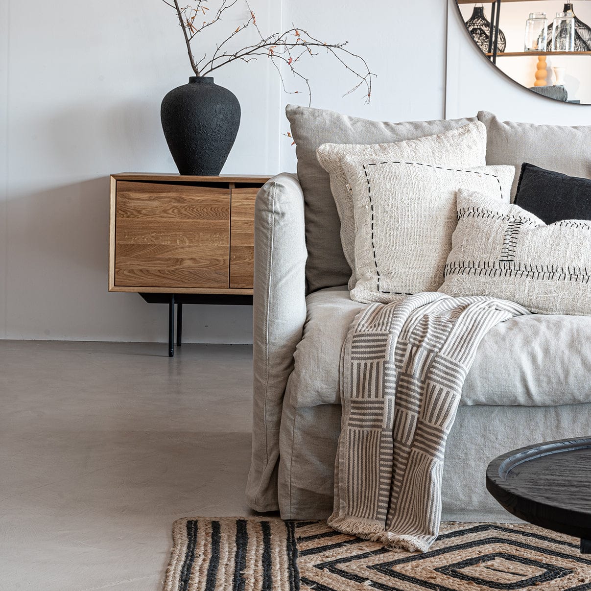 Fouta à rayures | Naturel / Sable | 140x180cm