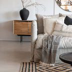 Fouta à rayures | Naturel / Noir délavé | 140x180cm