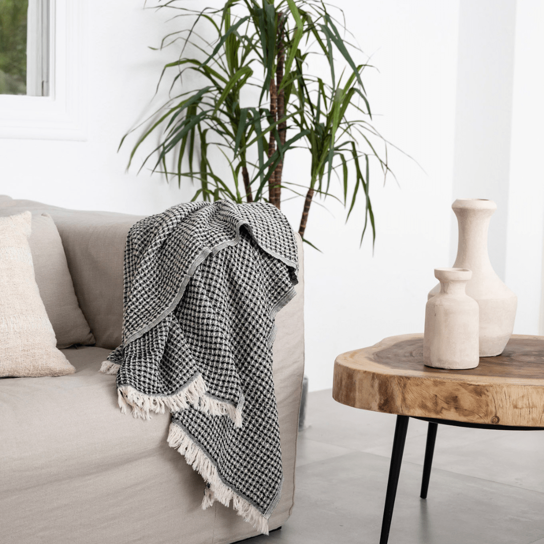 Fouta Waffle | Noire 95x180cm
