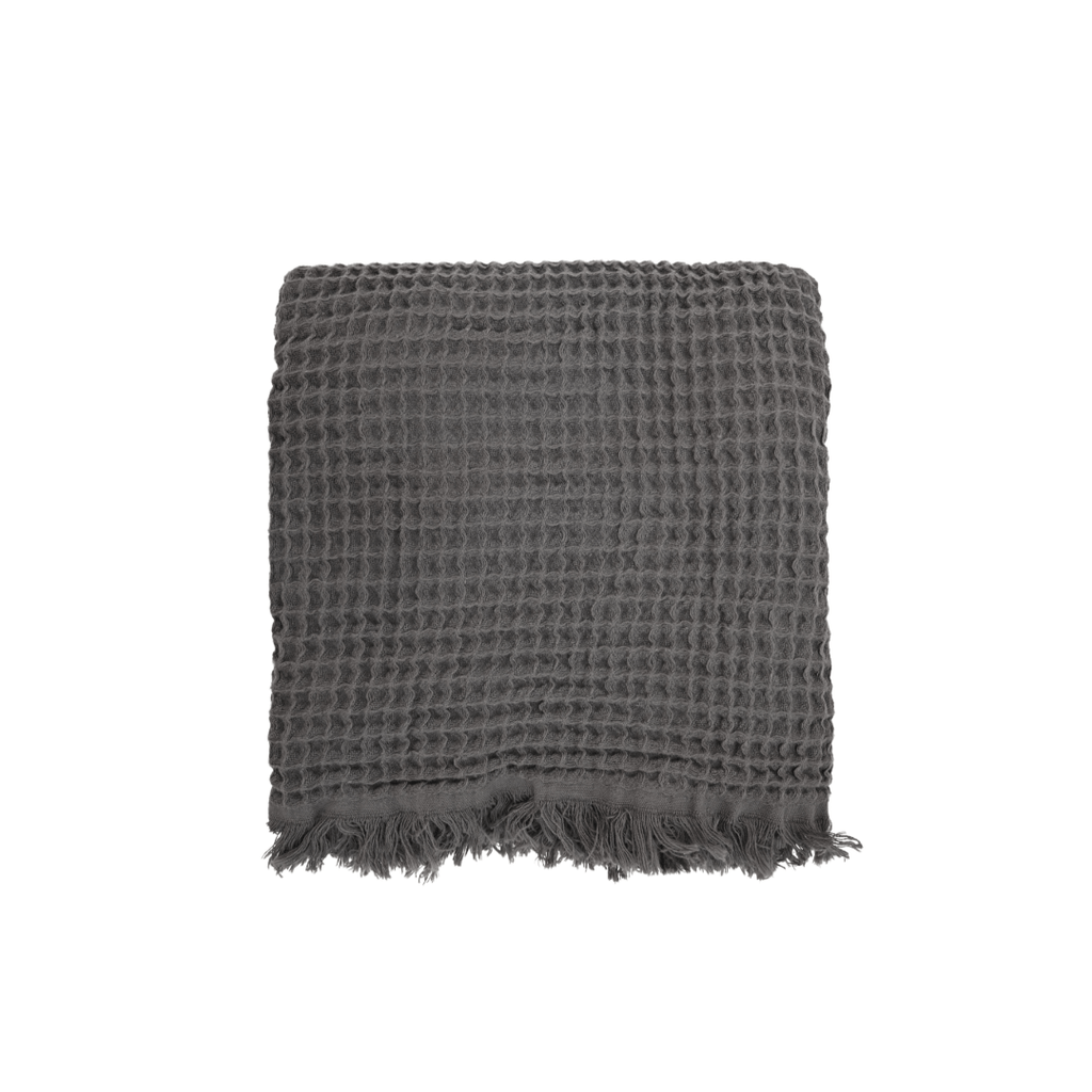Écharpe en tissu gaufré Fouta | Gris anthracite 120x180cm