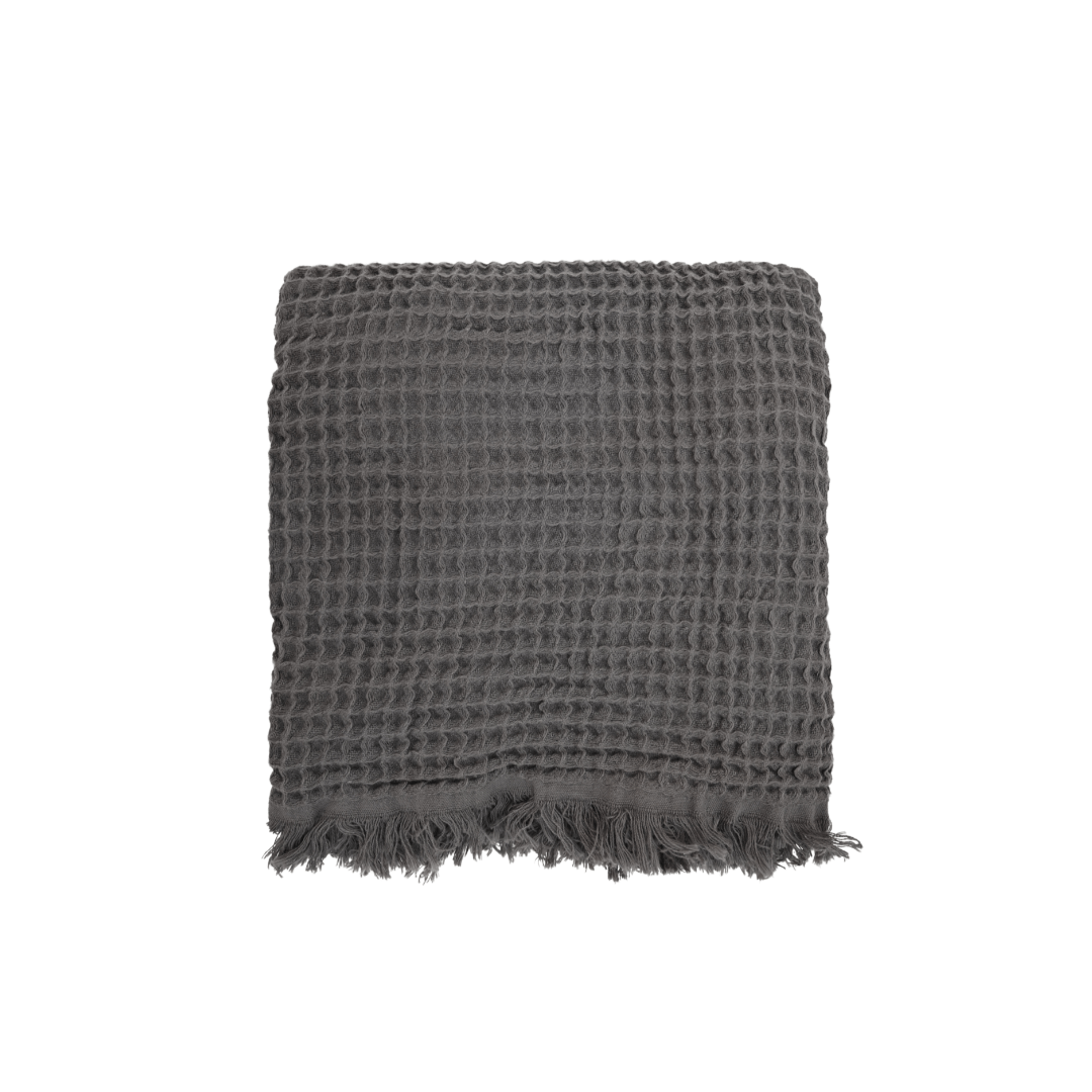 Écharpe en tissu gaufré Fouta | Gris anthracite 120x180cm