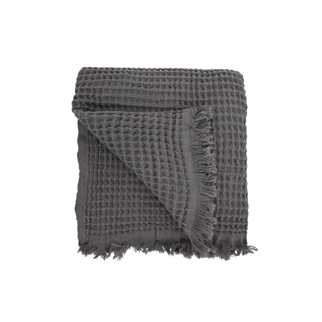 Écharpe en tissu gaufré Fouta | Gris anthracite 120x180cm