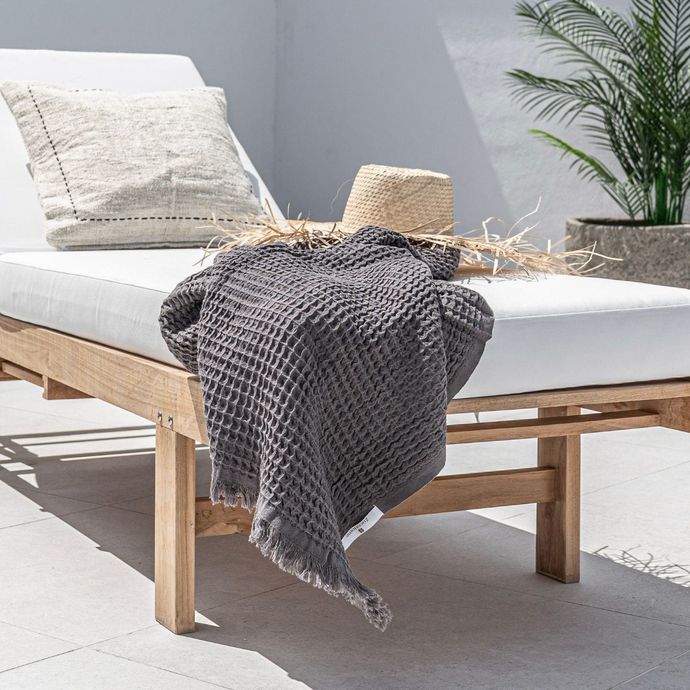 Écharpe en tissu gaufré Fouta | Gris anthracite 120x180cm