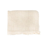 Écharpe en coton gaufré Fouta | Naturel / Noir | 125x180 cm