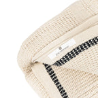 Écharpe en coton gaufré Fouta | Naturel / Noir | 125x180 cm