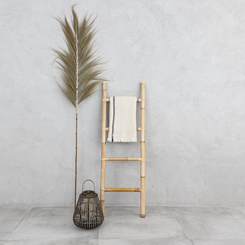 Écharpe en coton gaufré Fouta | Naturel / Noir | 125x180 cm