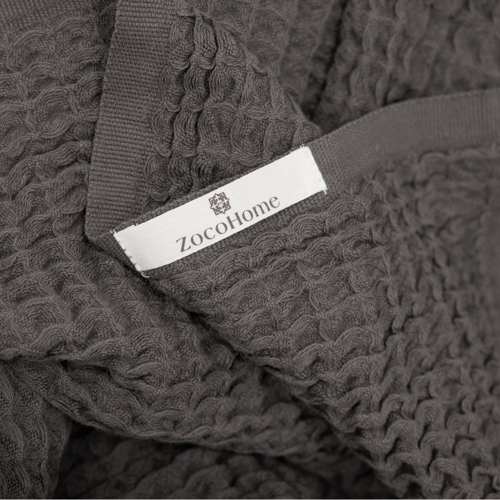 Serviette Fouta en tissu gaufré | Gris foncé 85x170cm