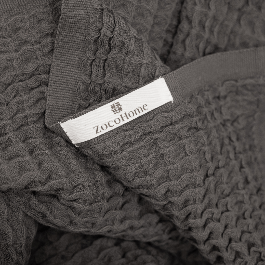 Serviette Fouta en tissu gaufré | Gris foncé 85x170cm