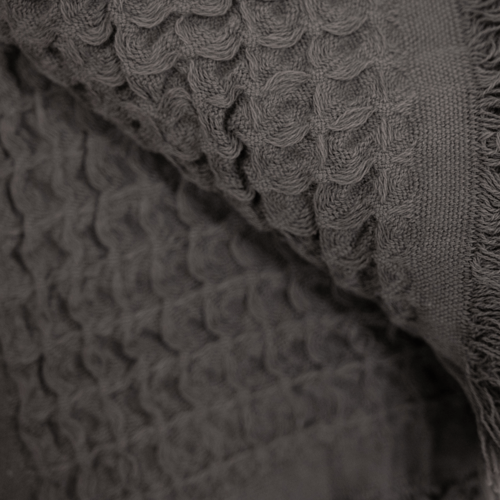 Serviette Fouta en tissu gaufré | Gris foncé 85x170cm
