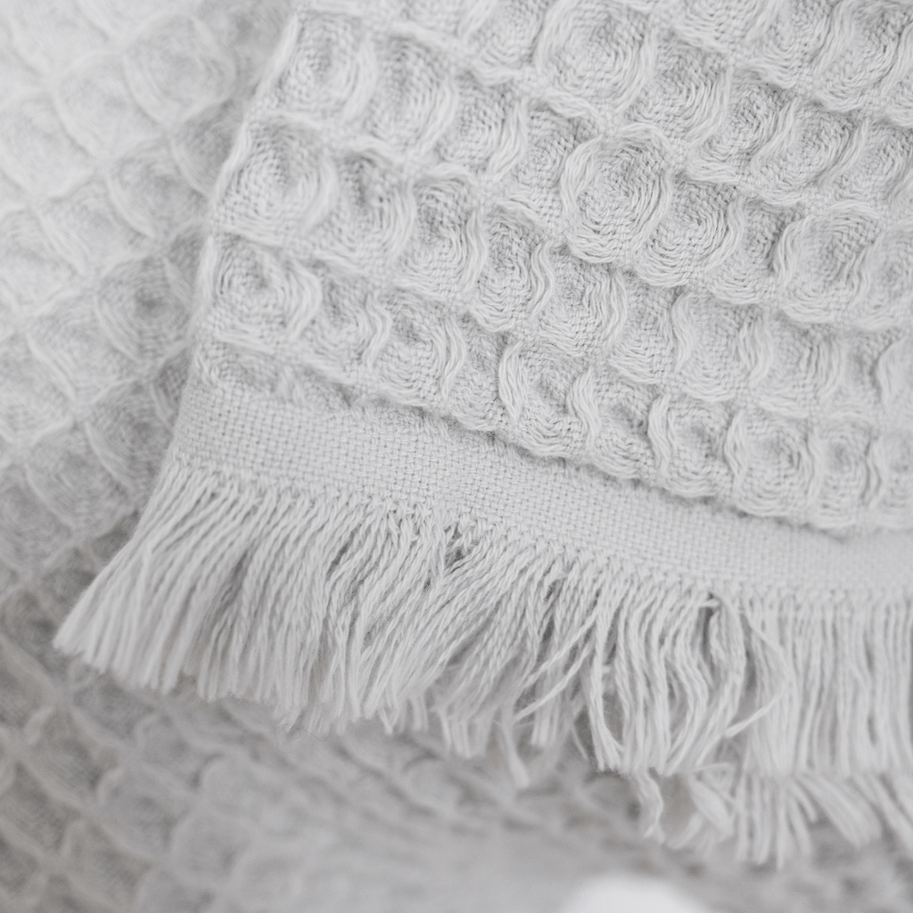 Serviette Fouta en tissu gaufré | Gris clair 85x170cm
