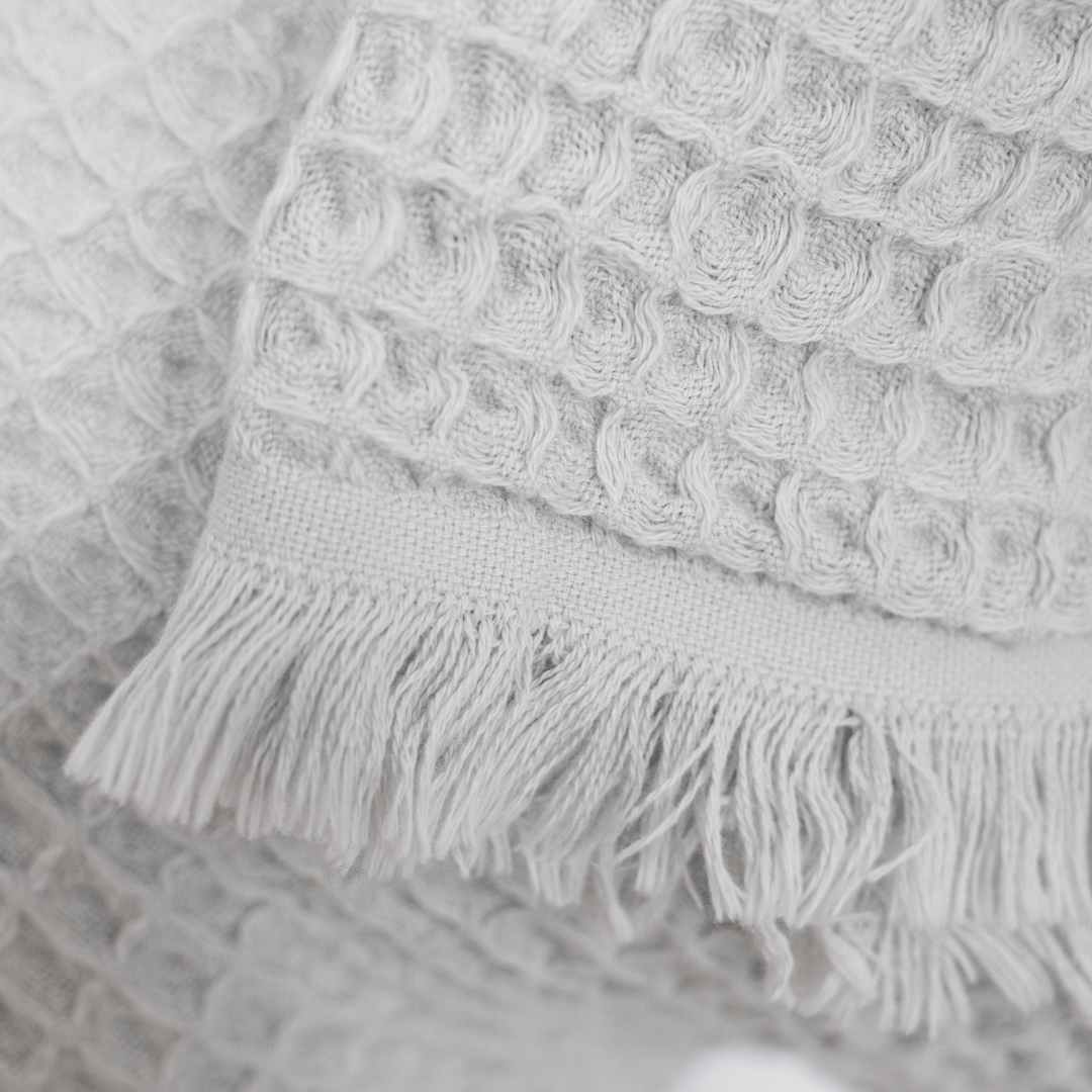 Serviette Fouta en tissu gaufré | Gris clair 85x170cm