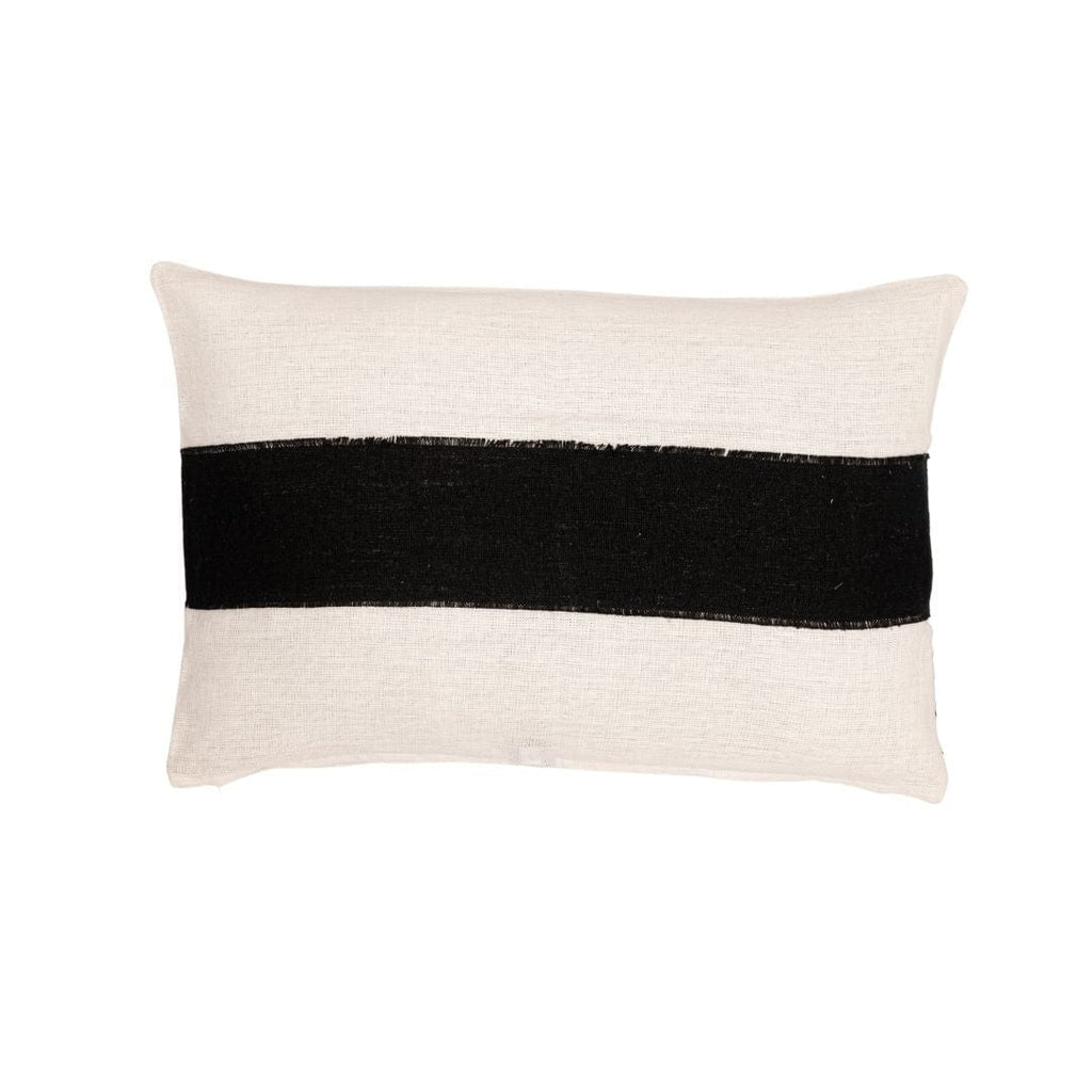 Fronce de coussin en lin Bodrum | Blanc/Noir 40x60cm
