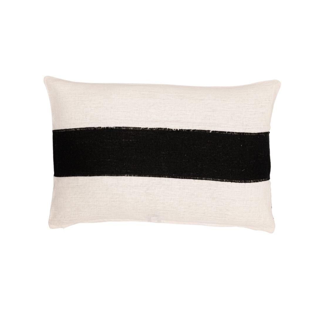 Fronce de coussin en lin Bodrum | Blanc/Noir 40x60cm