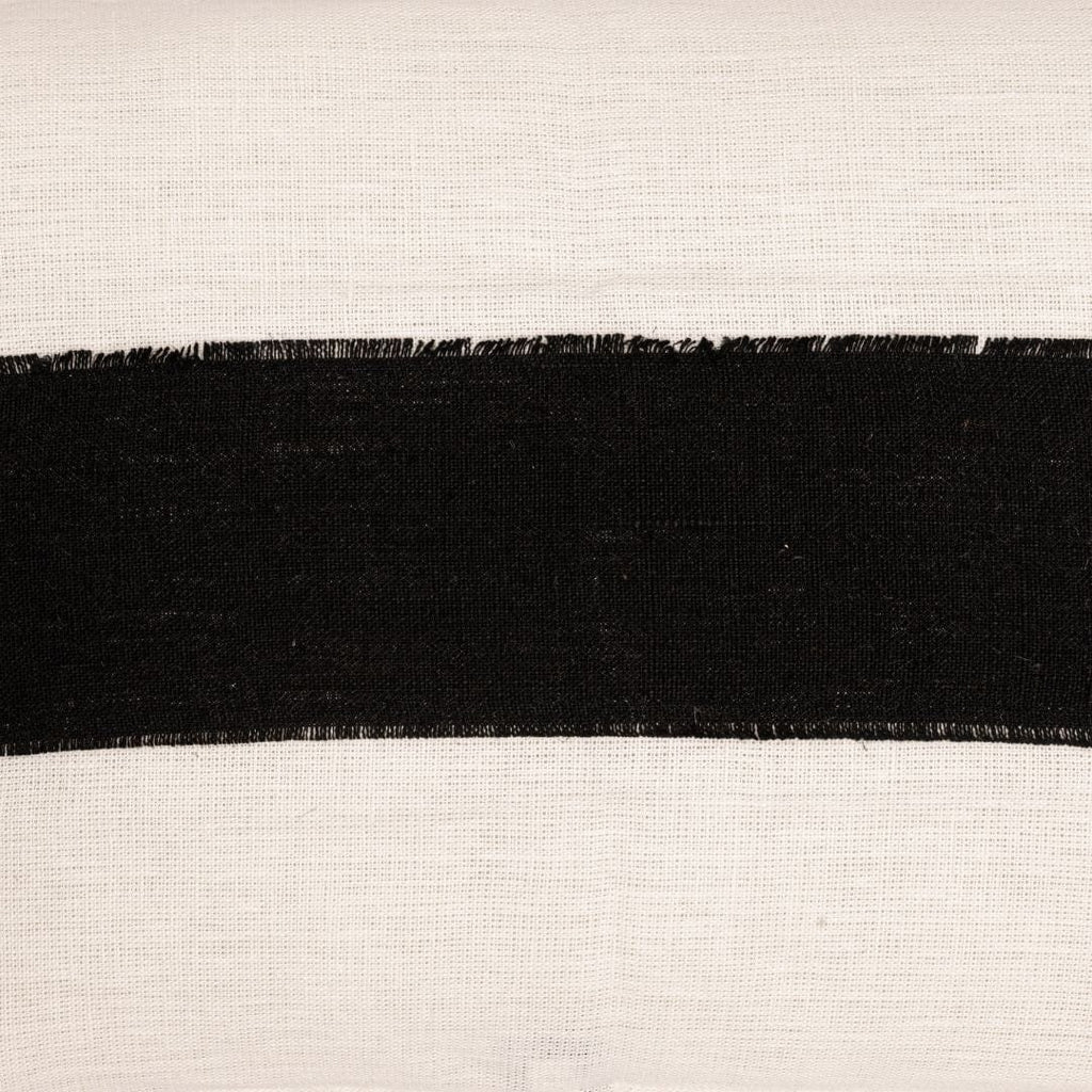Fronce de coussin en lin Bodrum | Blanc/Noir 40x60cm