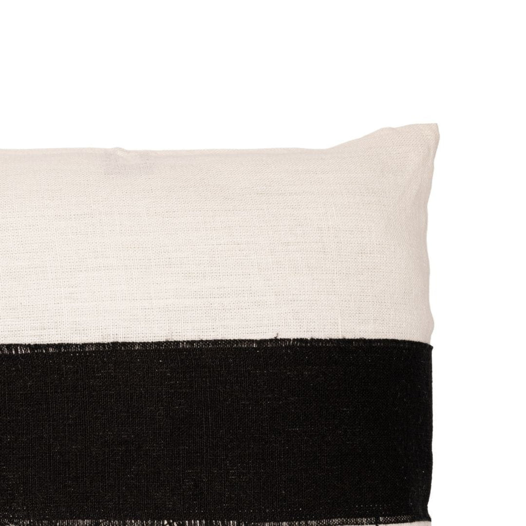 Fronce de coussin en lin Bodrum | Blanc/Noir 45x45cm