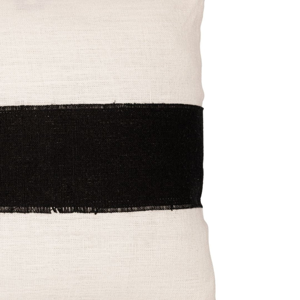 Fronce de coussin en lin Bodrum | Blanc/Noir 45x45cm