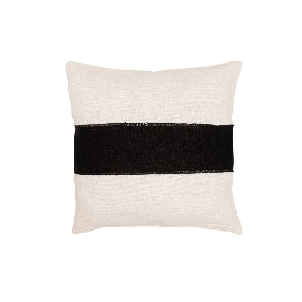 Fronce de coussin en lin Bodrum | Blanc/Noir 45x45cm