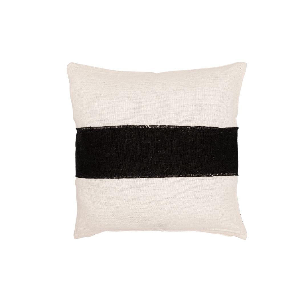 Fronce de coussin en lin Bodrum | Blanc/Noir 45x45cm
