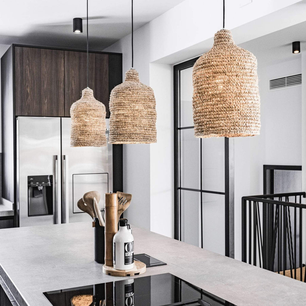 Lampe suspendue en raffia | 22x22x38cm
