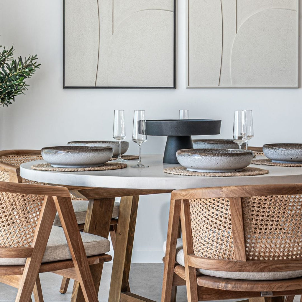 Bol de service en grès | Blanc/Brun 28x7.5cm