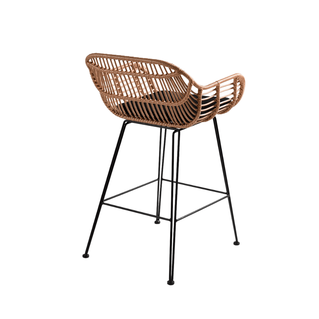 Tabouret de bar Jaipur avec accoudoirs | Noir 58x56x95cm