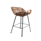 Tabouret de bar Jaipur avec accoudoirs | Noir 58x56x95cm