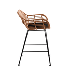 Tabouret de bar Jaipur avec accoudoirs | Noir 58x56x95cm