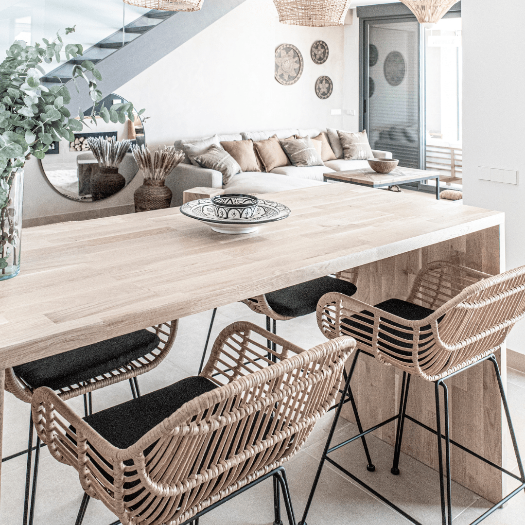 Tabouret de bar Jaipur avec accoudoirs | Noir 58x56x95cm