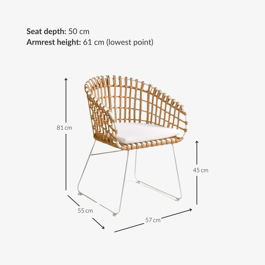 Chaise d'extérieur en rotin Jaipur | Blanche