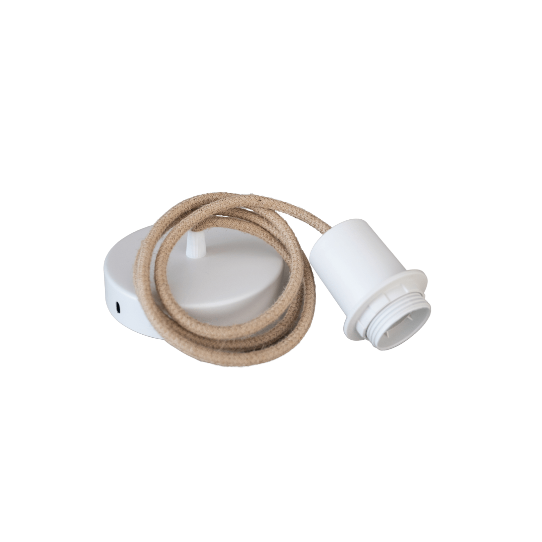 Câble suspendu en jute textile | Naturel/Blanc 1m