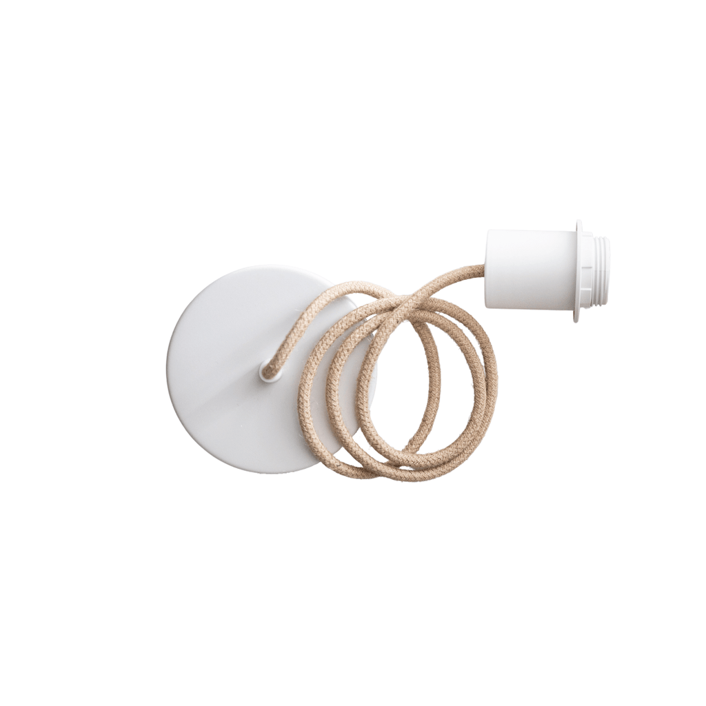Câble suspendu en jute textile | Naturel/Blanc 1m