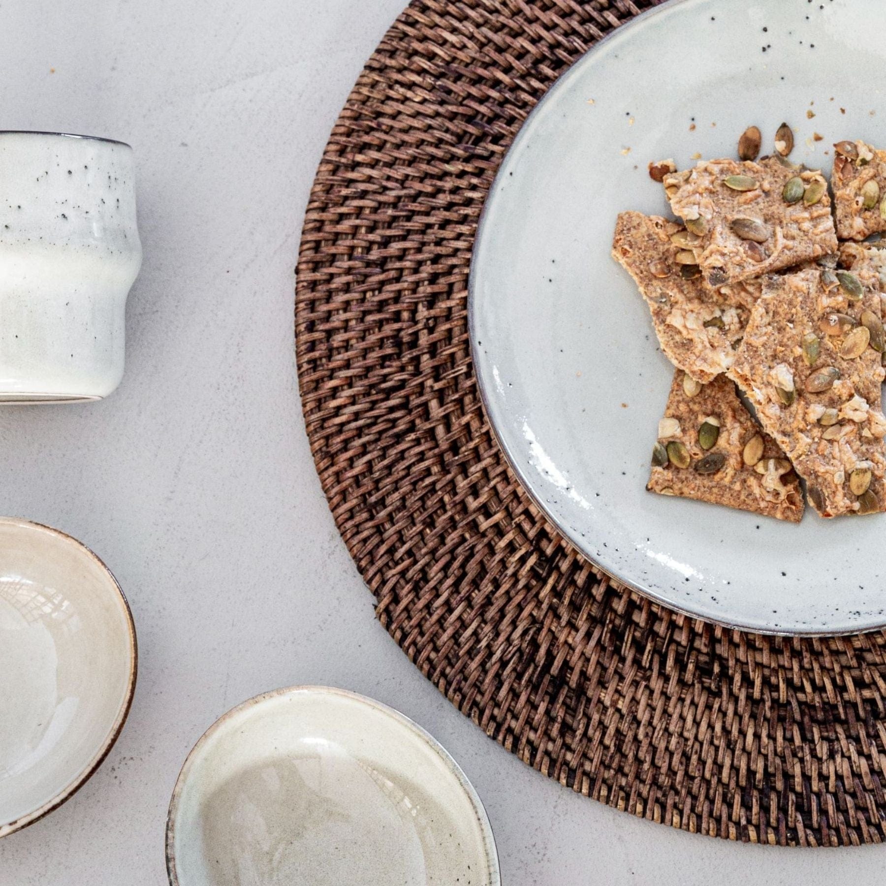 Assiette de déjeuner en grès Lake | Gris 22cm