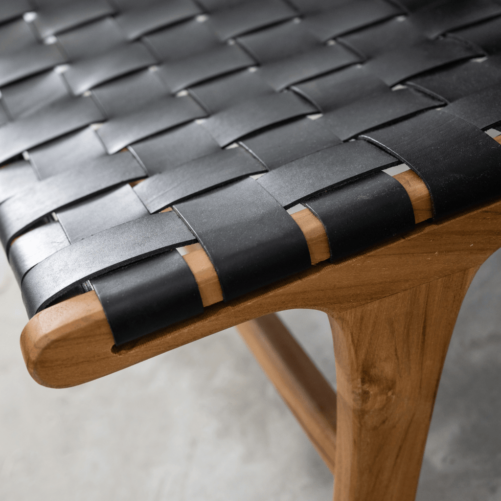 Fauteuil de salon avec ceinture en cuir | Noir