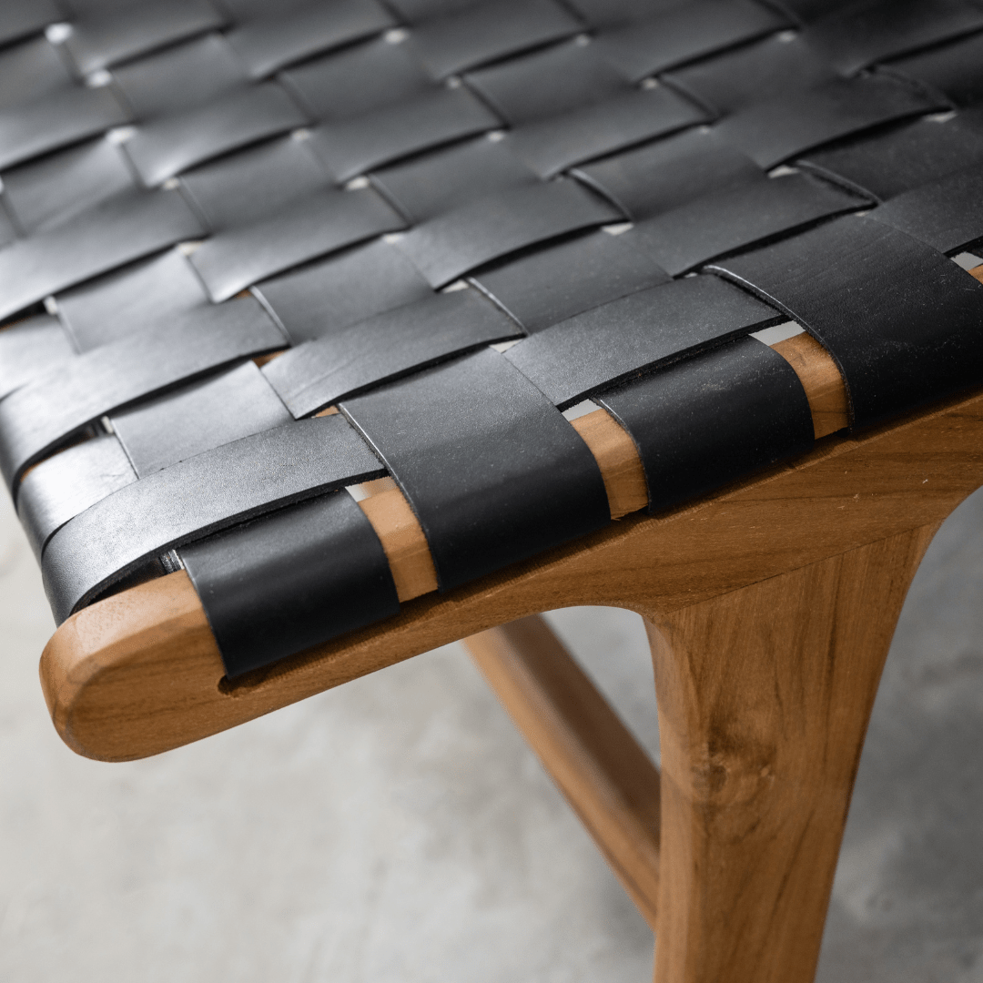 Fauteuil de salon avec ceinture en cuir | Noir