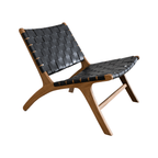 Fauteuil de salon avec ceinture en cuir | Noir