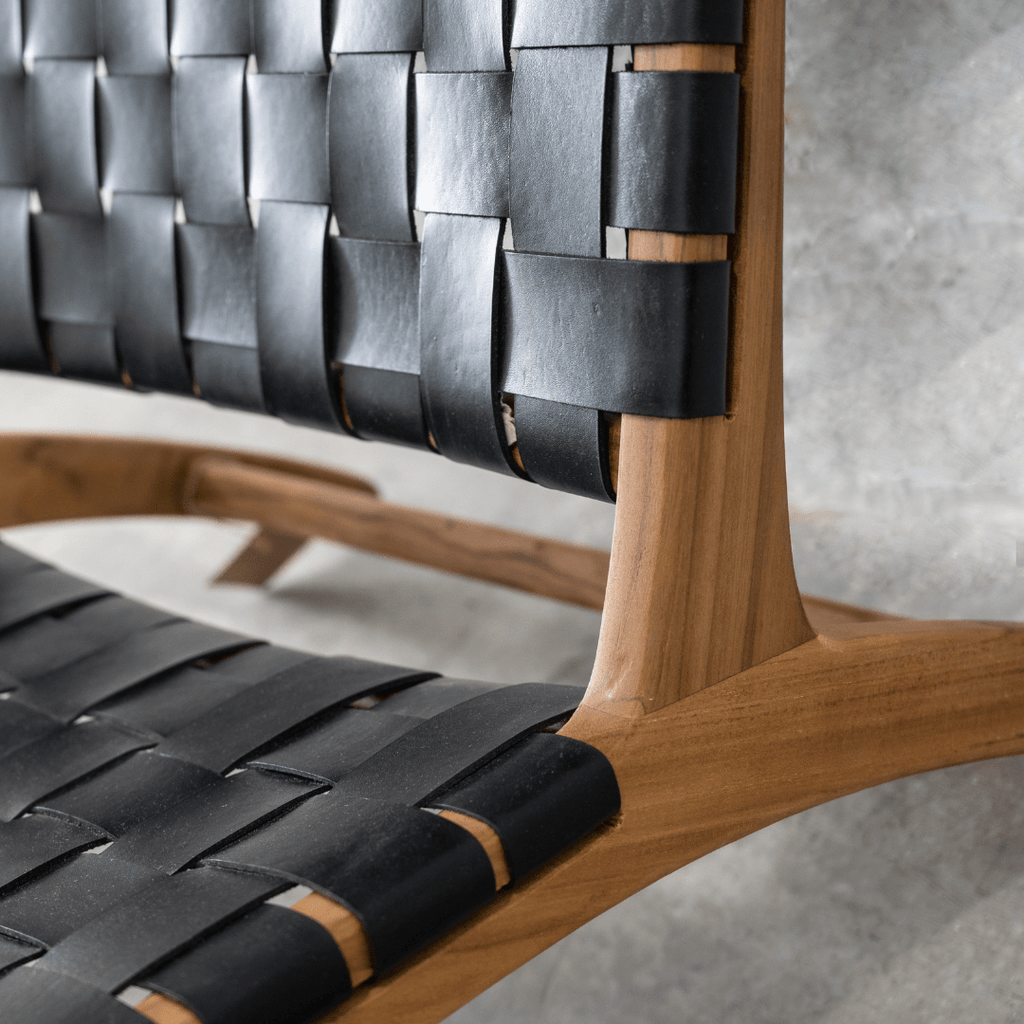 Fauteuil de salon avec ceinture en cuir | Noir