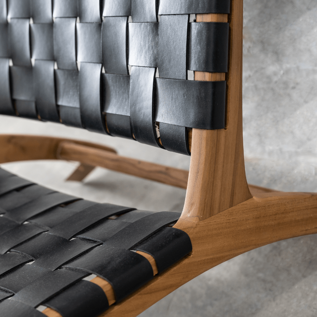 Fauteuil de salon avec ceinture en cuir | Noir