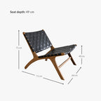 Fauteuil de salon avec ceinture en cuir | Noir