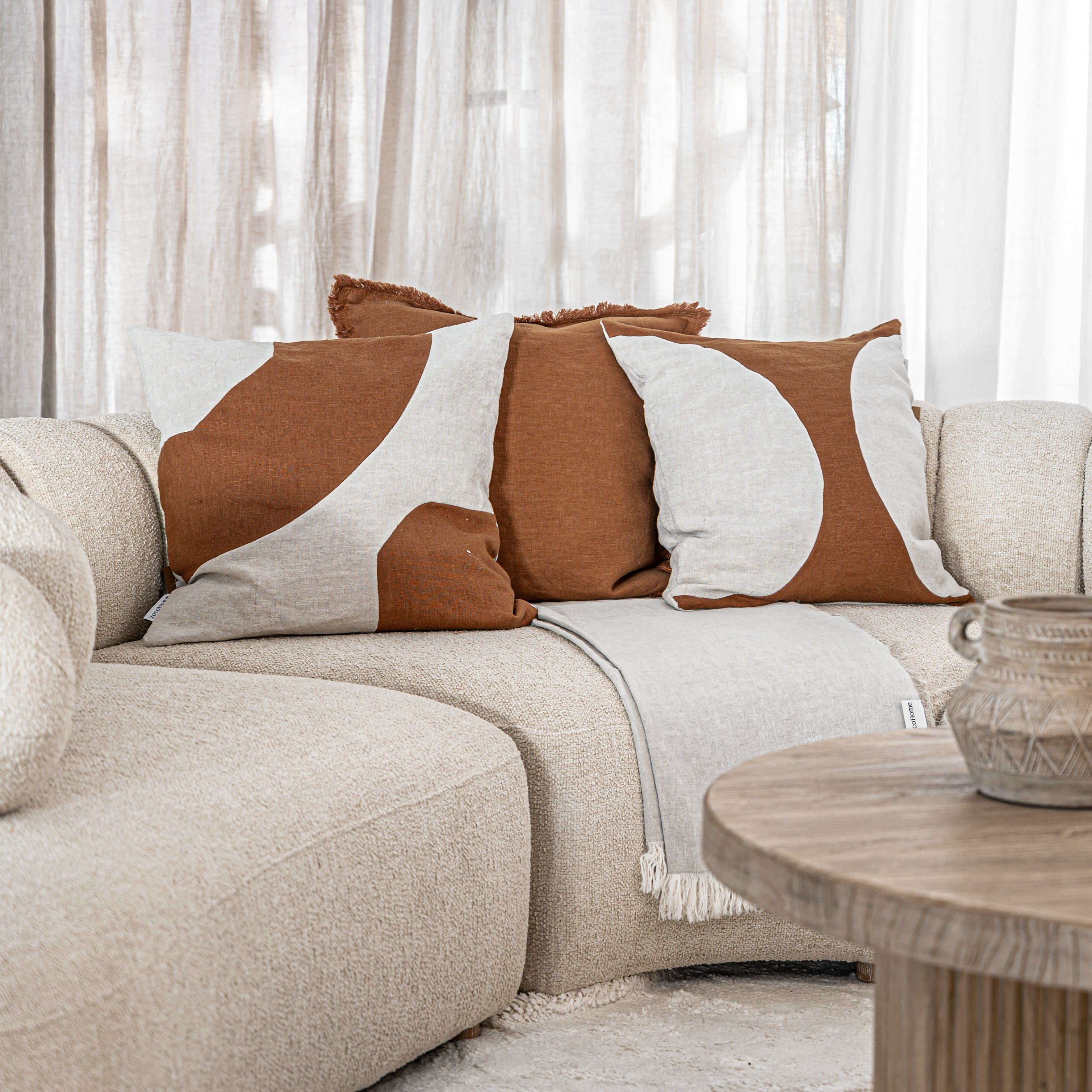 Fronce d'oreiller Leora Brown Sugar | 50x50cm