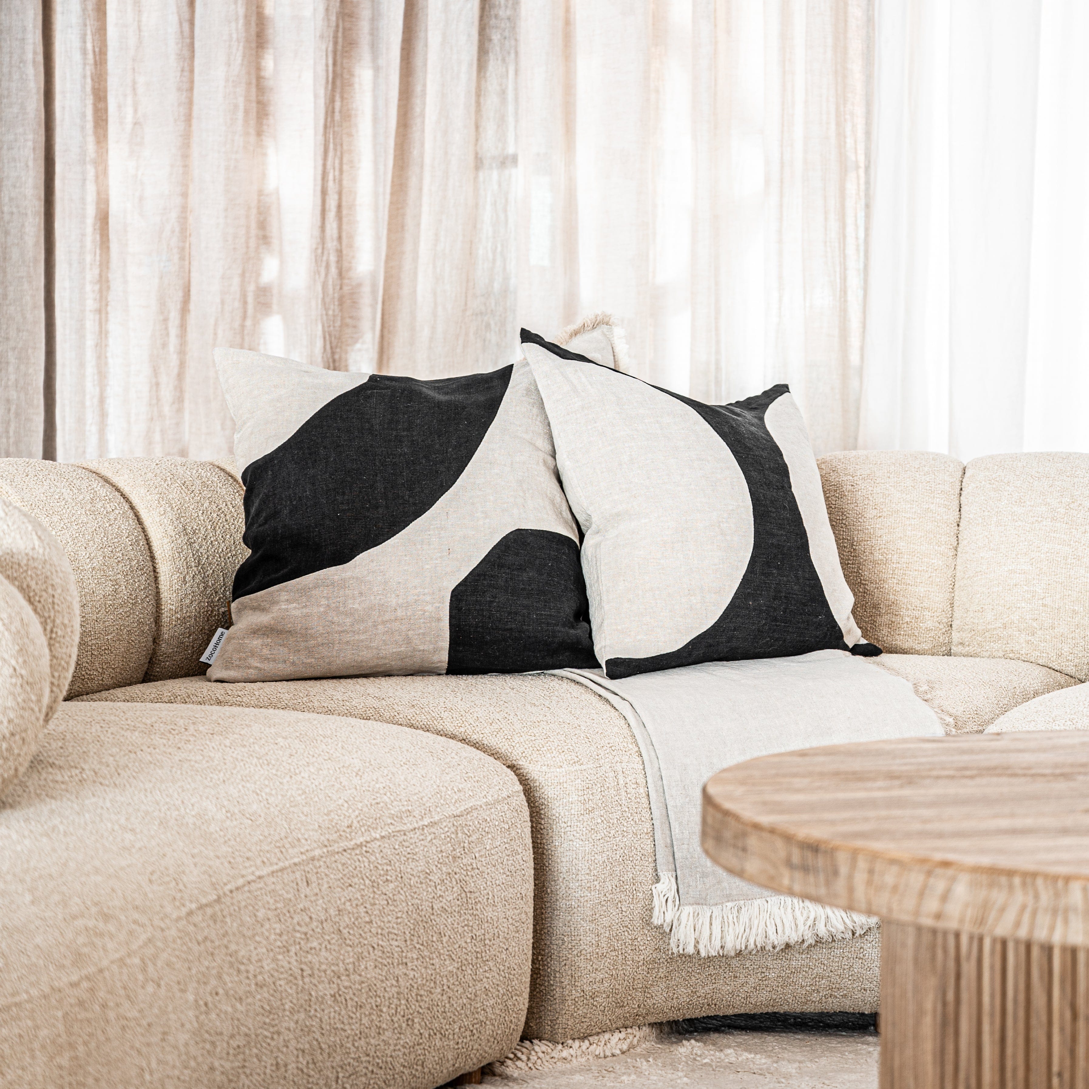 Fronce de coussin Leora, anthracite | 50x50cm