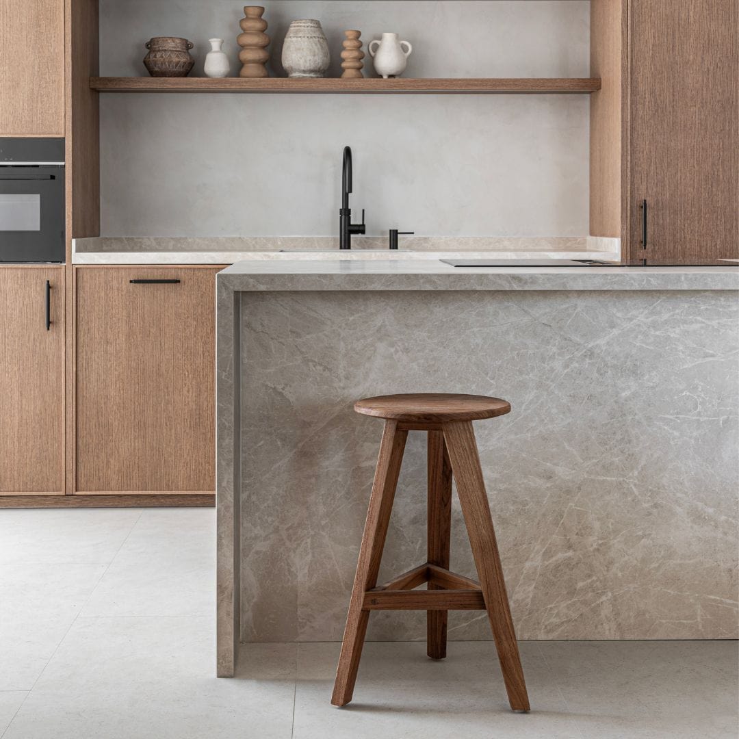 Tabouret de bar en teck Lido | 35x66cm