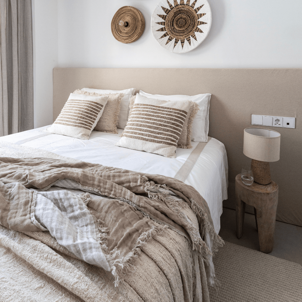 Parure de lit en lin | Naturel/Blanc | 135x200cm