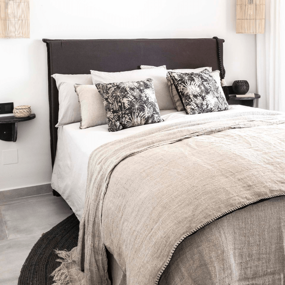 Fronde de palmier Ahe | Housse de coussin en lin | Naturel 45x45cm