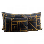 Fronce de coussin en lin | Noir/Moutarde 45x45cm