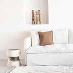 Fronce de lin pour coussin | Bord brodé Brownie | 45x45cm