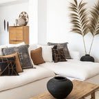 Fronce de lin pour coussin | Bord brodé Brownie | 45x45cm