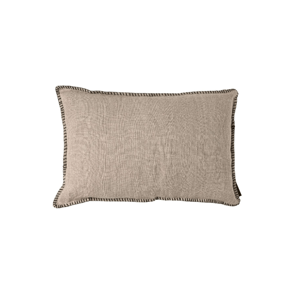 Fronce de coussin en lin | Bord brodé | Naturel 40x60cm