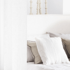 Fronce de coussin en lin | Bord brodé | Naturel 40x60cm